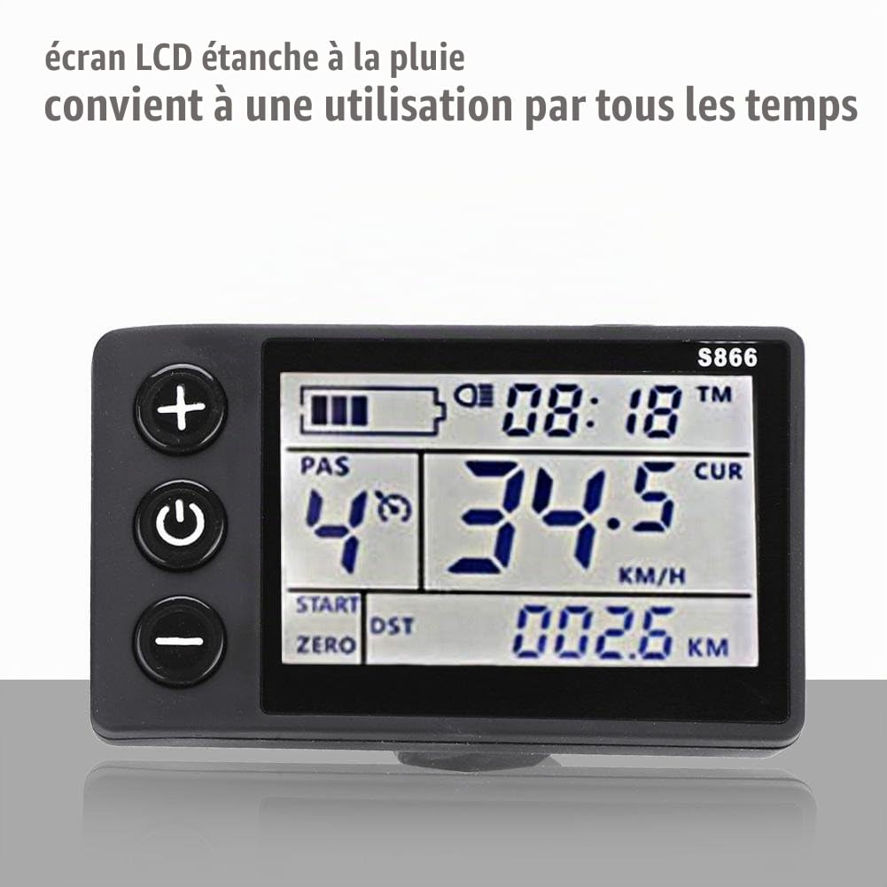 Broco Contrôleur Trottinette Électrique, Contrôleur sans Balais avec Écran 250W/350W 24-36V Écran LCD Rétroéclairé Étanche Guidon 22.5mm pour Vélo Électrique et Trottinette