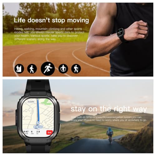 AIEK 4G LTE Smartwatch Phone, 2Go+16Go, Android 8.1 SMS appels vidéo WiFi, 2,13'' AMOLED Screen Activity Tracker avec fréquence Cardiaque, Montre GPS de Sport pour Hommes et Femmes – Image 6