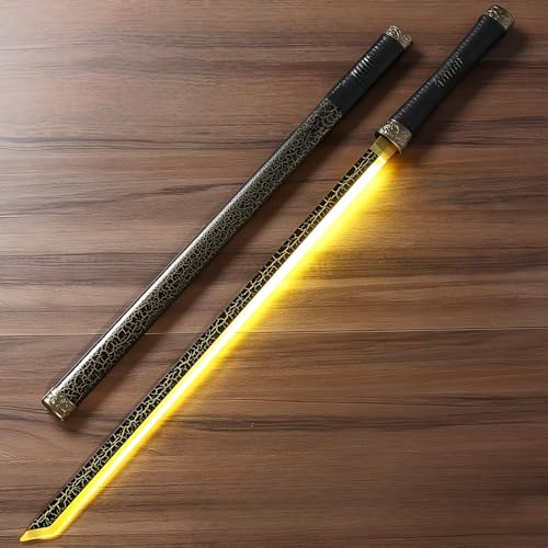 Gamire 中国風 漢剣 発光 コスプレ 充電式 光る刀 日本刀 光る剣 鞘付き 居合刀 100cm 天然竹製 木剣 剣道 剣術 初心者向け 素振り用 長刀剣 模造刀 模擬刀 道具 コスプレグッズ 子供用 大人用 舞台使用 インテリア 置物 記念品 (B