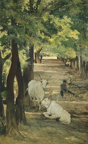 Tableaux Toile Avenue avec boeufs Fattori Décoration Murale 60x90