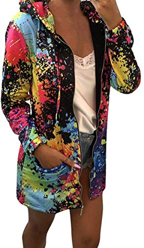 Chaqueta Jerséis y Cremallera para Mujer Sudadera con Capucha de Manga Larga Invierno Abrigo (Negro, S) Cover