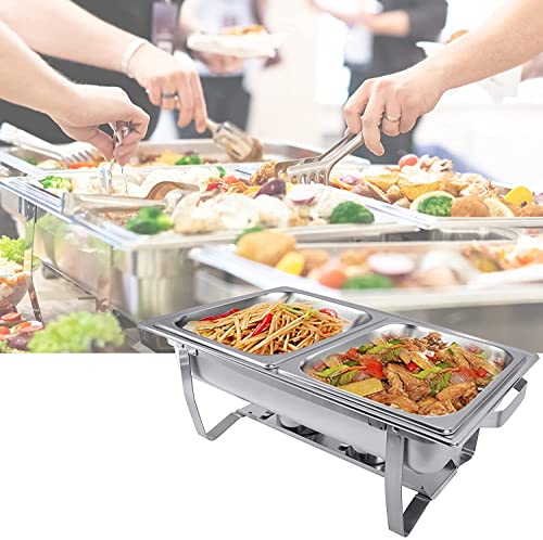 Valgus 2-Pack 9L Edelstahl Chafing Dish Set Buffet Chafer Suppenwärmer mit faltbarem Rahmen Wasserschalen, 2 volle Größe, 4 halbe Lebensmittel Pfannen für Hochzeit, Partys, Bankett – Bild 5