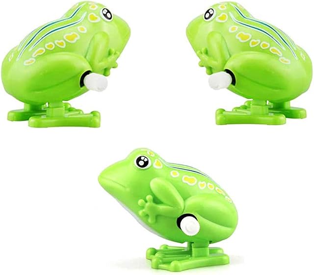 HOLXINES 3 PCS Wind Up Frog Plastic Clockwork Animal Walking Jumping Frog Funny Gift for Children