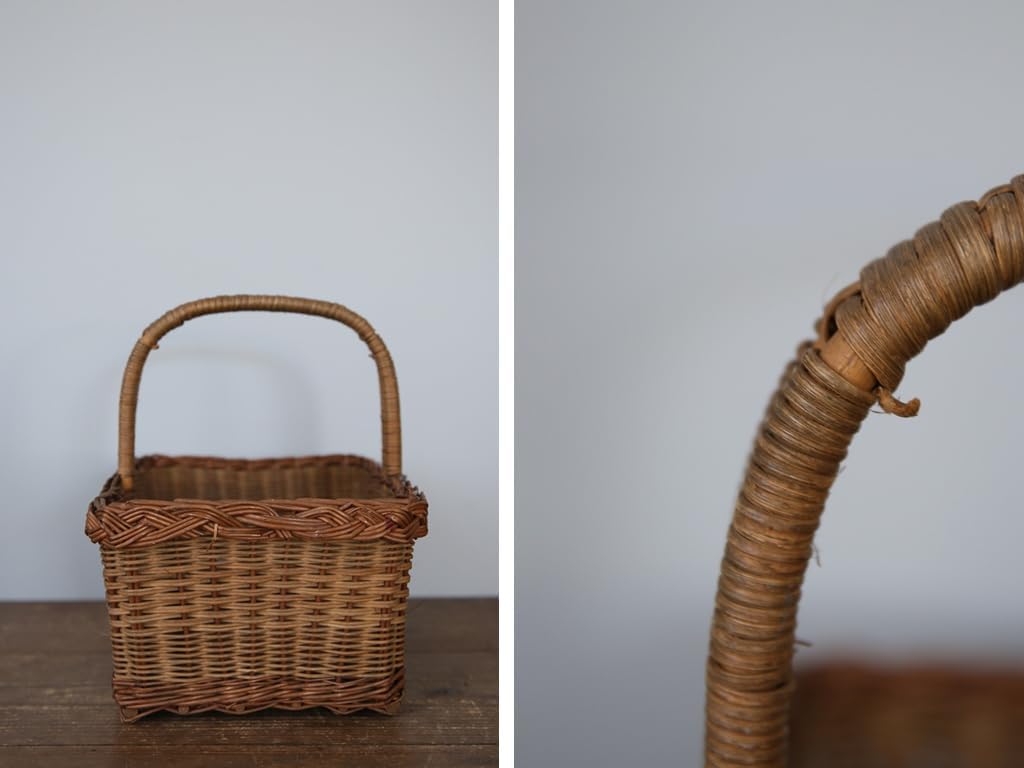イギリス ヴィンテージ 籐かご ラタン ワンハンドルバスケット