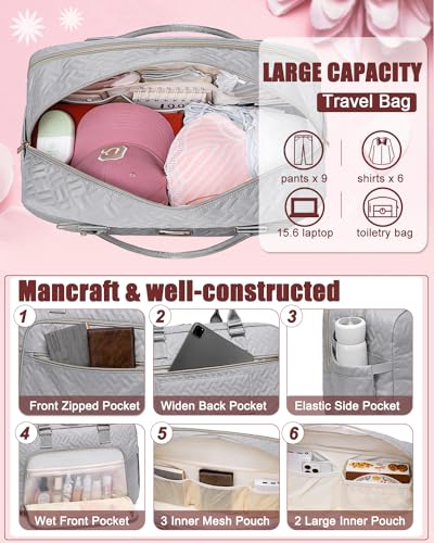 Gym Bag for Women,Travel Duffle Bag for Women,Weekender Overnight Bag with Wet Pocket,Carry On Bag with Toiletry Bag3