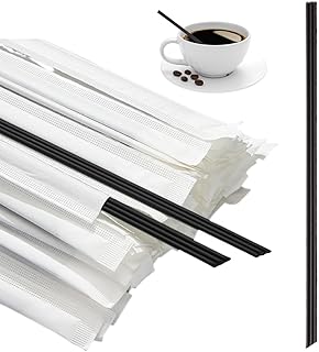 Independent Packaging Three Hole Coffee Stirrers Sticks,2 in 1 Disposable Plastic Coffee Straw for Coffee Milk Tea Cocktail Party Drinking (Black 9 Inches)
