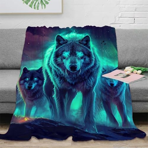 Couverture loup coloré chaude et moelleuse en maille douce - 3