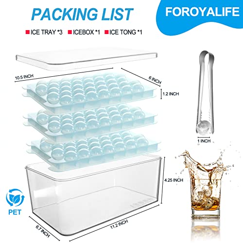 Ice Cube Tray, 3 Packs Round Ice Cube Trays For Freezer, Easy-Release 1 In X 111 Pcs Ice Ball Maker Mold With Removable Lid And Bin Making Ice Balls For Tea Coffee Cocktail Whiskey (Translucence) #TOP1