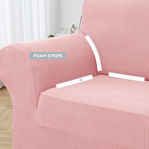 Lurka Stretch Sofa Covers - Spandex Non Slip Couch Sofa Slipcover, Soft With Elastic Bottom For Kids, ( 55'' - 79'', Medium, Pink ) #TOP2