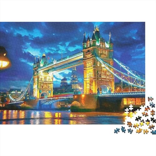 Puzzle de 1000 piezas de Tower Bridge de noche para adultos, un relajante juego familiar de 52x38cm