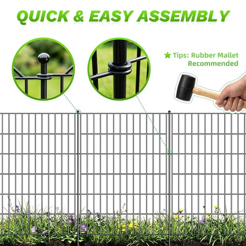 Toolterritary 10 Panels No Dig Garden Fence with Gate, 48in(H) x 26.0ft(L) Rustproof Metal Animal Barrier Fence, Outdoor Decorative Yard Fencing with Ground Stakes for Dogs, Rabbits, Patio by Toolterritary - Image 5