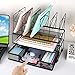 gianotter Desk Organizers and Accessories, Office Supplies Desk Organizer with Sliding Drawer, Double Tray and 5 Upright Sections (Black)