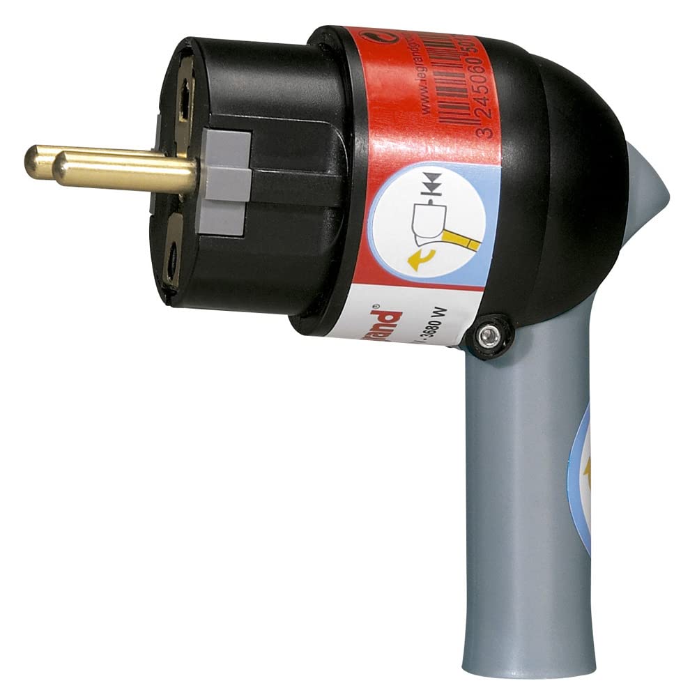 050176 Fiche plastique 2P+T 16A à extraction facilitée et sortie latérale - noir - professionnel