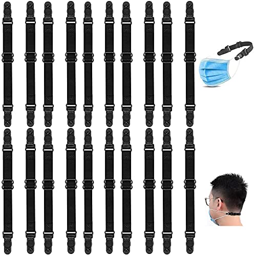 20pcs Extensores para mascarillas,Salvaorejas Mascarillas Extensor,Tirantes de Sujetador Antideslizante,Ajustable Protectores de Orejas Para Mascarilla Sujetar Cuello Aliviar Molestias (Black)
