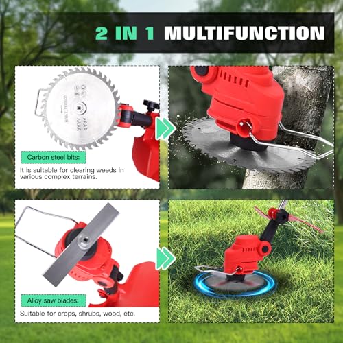 Cordless 2-in-1 Tiller & Weed Whacker Combo, 800W Brushless Motor, 12"x9" Rototiller, 8" Trimmer, 2x21v 6.0Ah Battery, Electric Weed Eater & Garden Tiller, Perfect for Lawn Care & Gardening Tools by Opuliv - Used condition - Image 6