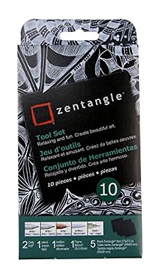 Sakura #50111 Zentangle 10 Pc Set w/ 3.5" Black Tiles