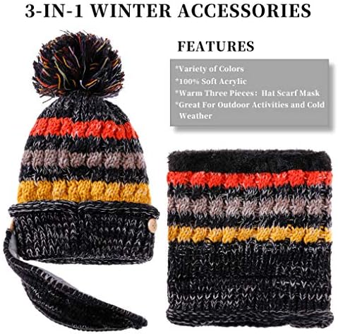 FANZERO Womens Girls Knit Beanie Scarf 