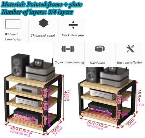 Speaker Stand,Compact HiFi Speaker Stand & Audio Rack - Stylish 3-Tier Media Cabinet for Home Theater, Turntable, Game Console, TV & Amplifier - Perfect for Electronics Storage