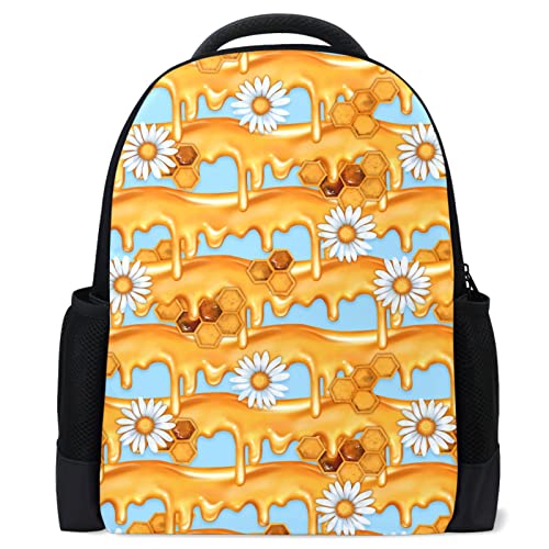 ZZXXB Honey Daisy Floral Casual Mochila Impermeable Viaje Mochila Niños Escuela Bolsa