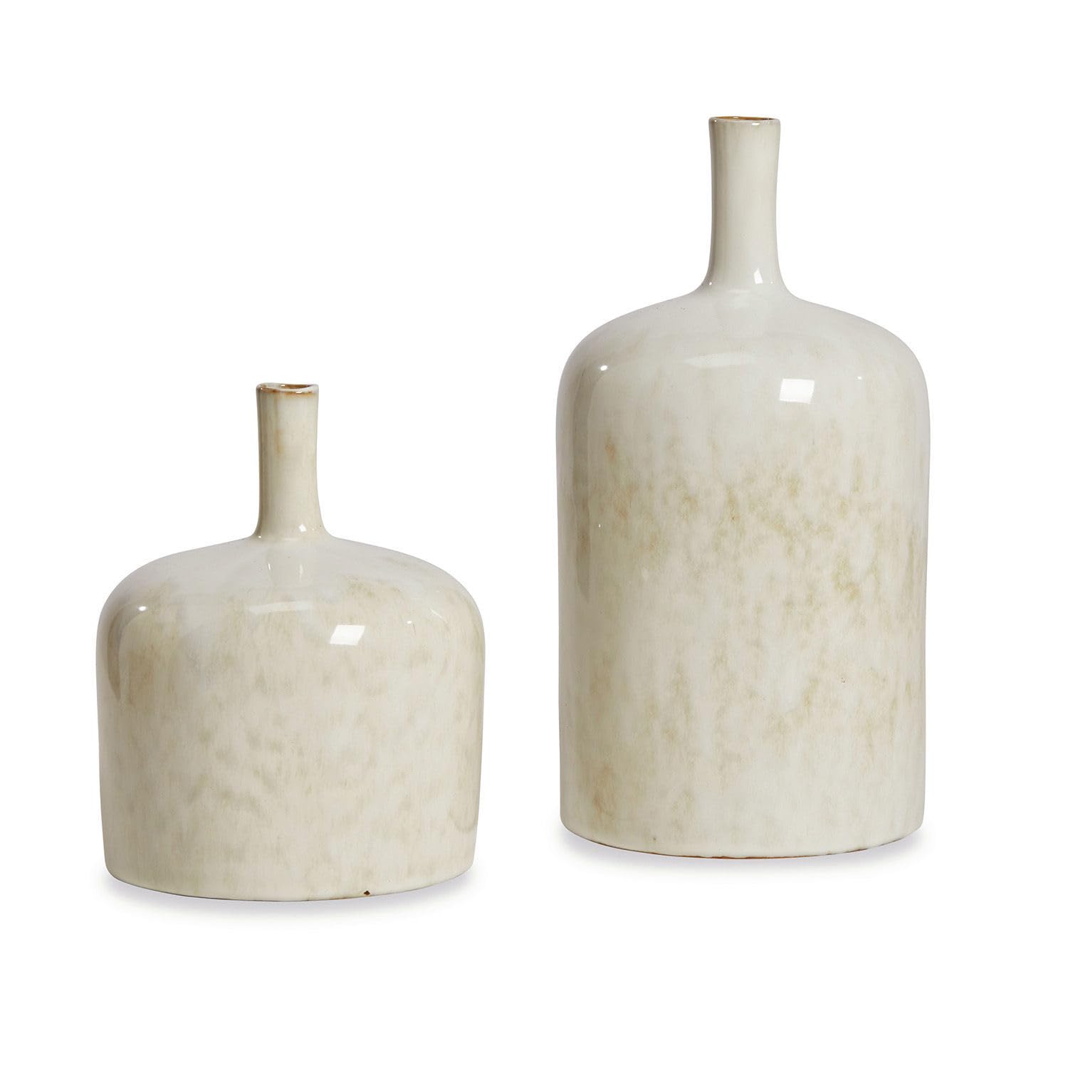 Loberon Kurys Coppia di vasi - Ceramica - Lavorazione e velatura Artigianale, Crema