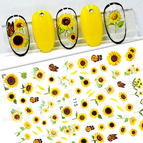 Bonnie-Sam Nail Art Decal Sticker Leaves Flower Series 8 Sheets Self-Adhesive Back Glue (Pattern A)