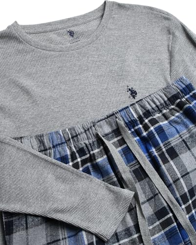 U.S. Polo Assn. Mens Thermal Pajama Set - 2 Piece Waffle Knit Long Sleeve Shirt and Plaid Pajama Pants for Men (S-XL)3