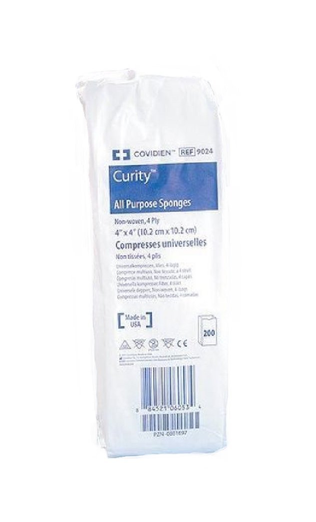 Kendall/Covidien Nonwoven All-purpose Sponges - 4 x 4' 4- ply bulk Case of 2000 - KND9024_CS by DoubleNet
