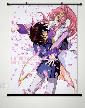Gundam Wall Scroll Poster Fabric Painting For Anime Seed Kira Yamato & Lacus Clyne 001 S