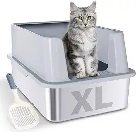 Caixa de Areia Fechada Grande de Aço Inoxidável,Banheiro Gato Fechado,Caixa Areia Gato com Pa