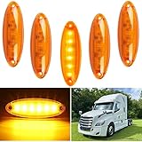 5PCS Amber Lens 6 Amber LED Cab Marker Top Roof Running Lights, Super Bright Top Clearance Marker Light Assemblies, Compatible with Freightliner Cascadia 2008-2021 Heavy Trucks A06-51912-002