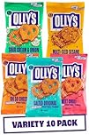 Olly's Pretzel Thins, New Variety Pack, 35g (Pack of 10), x2 Salted, x2 Multi Seeded, x2 Sour Cream, x2 Sweet Chilli x2 Cheesy, Low Calorie Snacks, Low Fat, Source of Fibre, No Preservatives