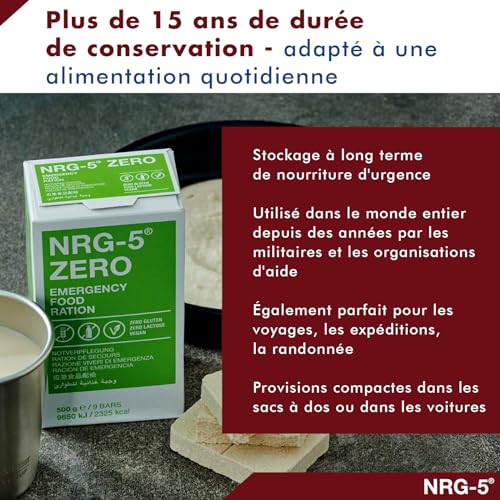 Ration De Survie Bundeswehr NRG-5 Zero – 500g – Sans Gluten – Date 2036