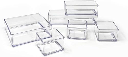 Miniatura 3 de Isaac Jacobs Juego organizador de acrílico transparente de 6 bandejas (seis bandejas individuales), multiusos, solución de almacenamiento apilable