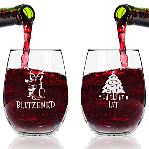 Drunk-Christmas-Funny-Stemless-Wine-Glasses-Set-of-4-Hilarious-Christmas-Themed-Wine-Glass-for-Holiday-Party-4-Designs-15-oz-Cheerful-Party-Cups-Gift-Exchange-Idea-for-White-Elephant-Xmas