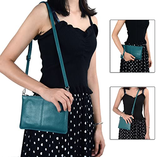 Image of befen Genuine Leather Wristlet Clutch Wallet Purses Small Crossbody Bags for Women with RFID Blocking Card Slots