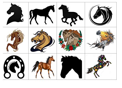 Nagelaufkleber Vinyl, Motiv Pferd, Schwarz