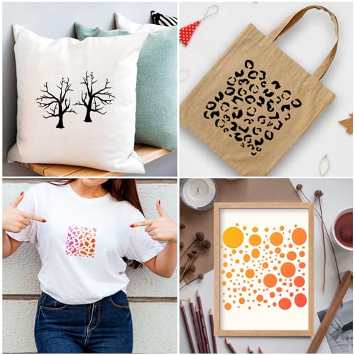 JSRQT 14 Pcs Media Layering Stencils,Leopard Spirals Cubist Geometric Aspen Trees Branches Patterns Painting Stencils Templates for Canvas Arts Journaling Scrapbooking Card Making - Image 2