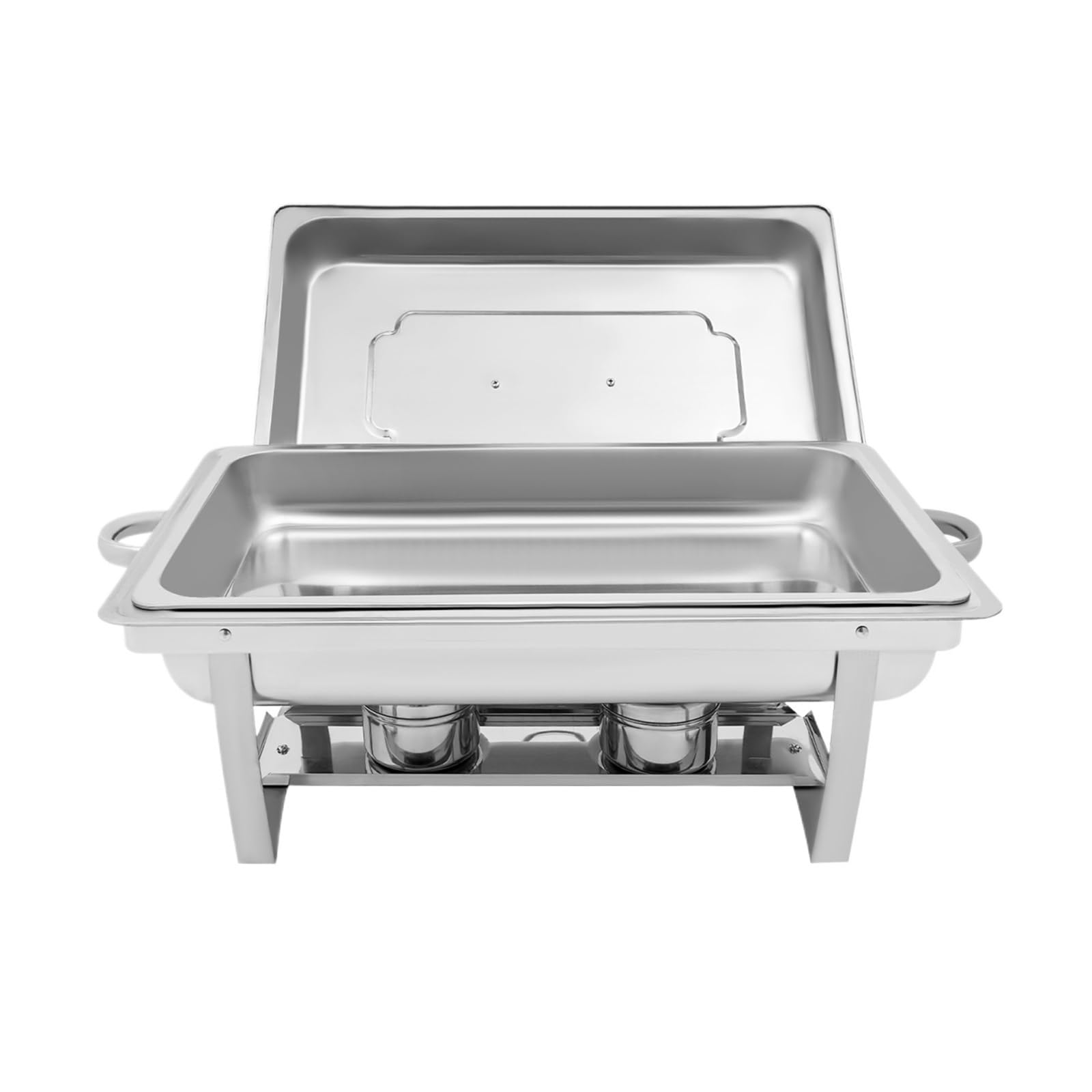 Juego De Buffet Chafing Dish Acero Inoxidable 9L, Calentador Alimentos Rectangular con Tapa For Catering Fiesta Bodas, Plata Calor Duradero