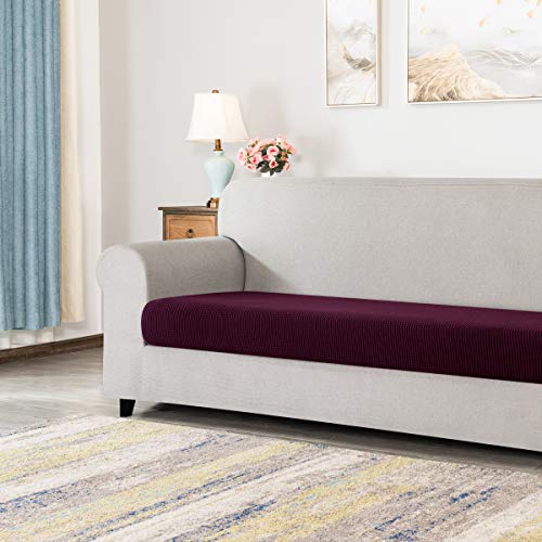 Image of CHUN YI Stretch Couch Cover Suitable for Loveseat Sofa, Cushion Seat Slipcover with Spandex Jacquard Fabric, Large, Dark Magenta