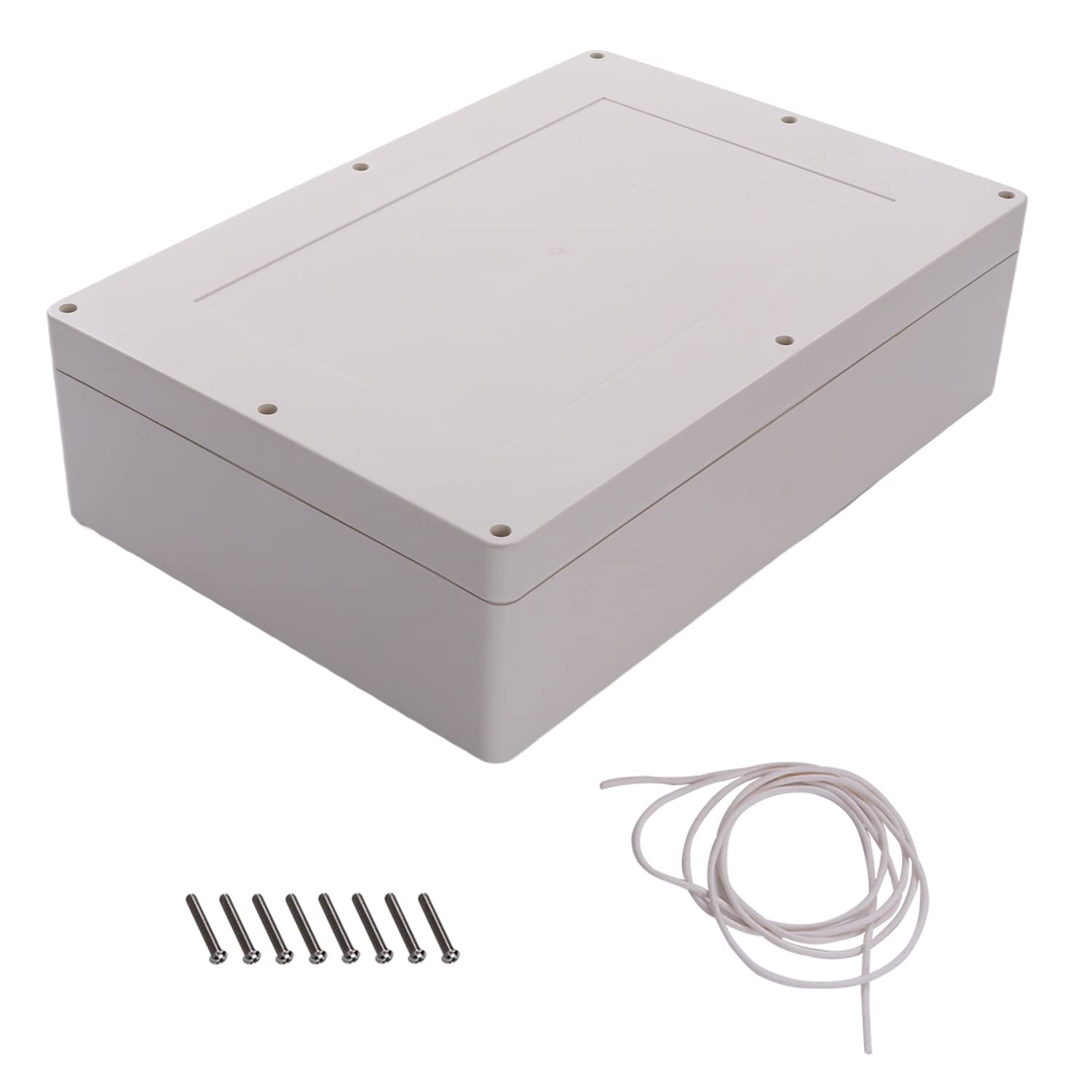 Heyiarbeit 14.37"x7.68"x3.39"(LxWxH) ABS Junction Box IP67 Electronics Universal Project Enclosure for DIY Project Electrical Equipment Gray White 1pcs