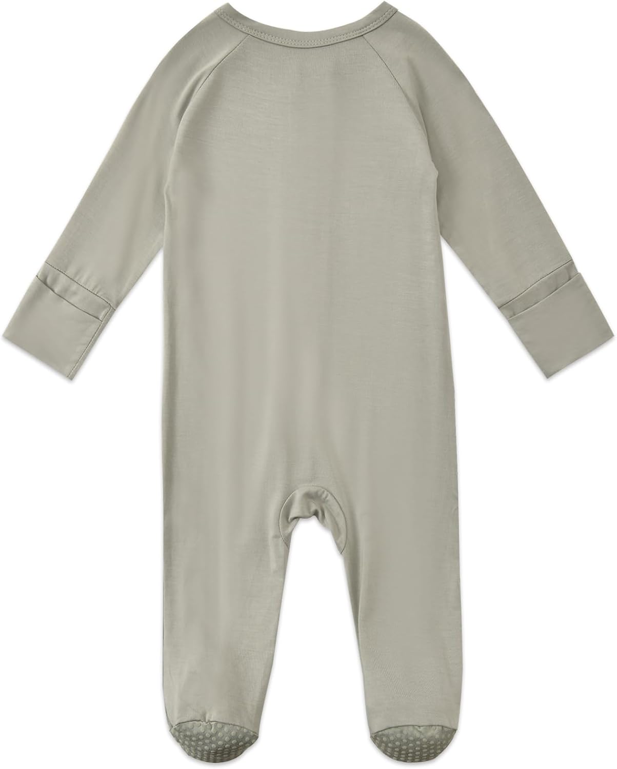 Aablexema Baby Footed Coverall Pajamas with Mittens Rayon from Bamboo 2pcs Newborn Infant 2-way Zipper Outfit - Image 4