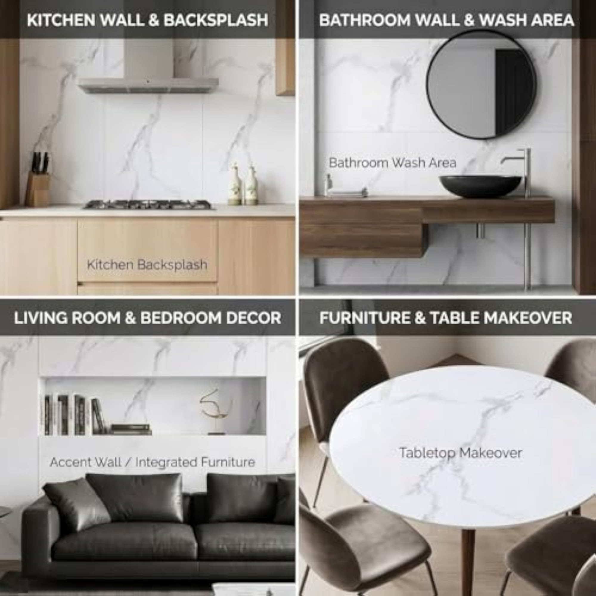 Self Adhesive Marble Wall Sticker Tile for Kitchen and Bathroom