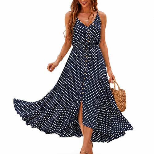 Image of BROVAVE Women's 2026 Summer Casual Boho Sundress Spaghetti Strap Midi Dress