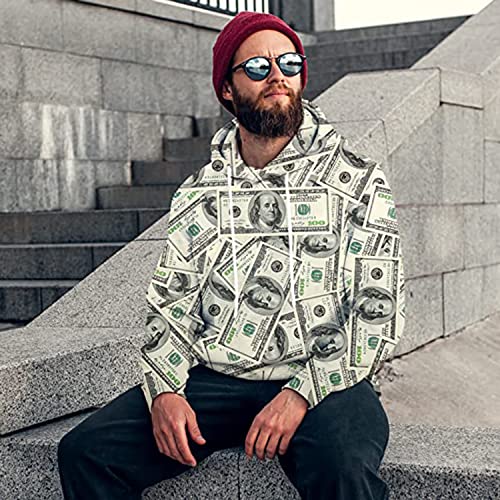 Kyku Money Hoodie Funny Sweatshirts For Men Hoodies Dollar Pullover 3D Mens Clothing(Large, Money Hoodies) #TOP2