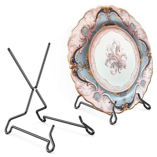 TR-LIFE Plate Stands for Display, 6.5 inch, 2 Pack, Metal Picture Holder Easel Stand for 6&ndash;12 in...