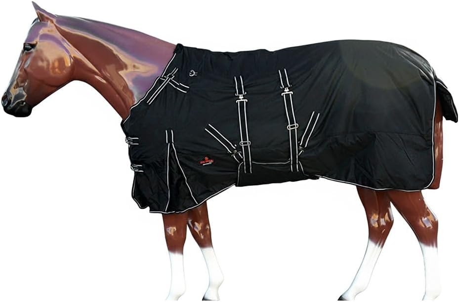 HILASON 600D Turnout Light Winter Waterproof Rain Blanket Horse Black | Blankets for Horses