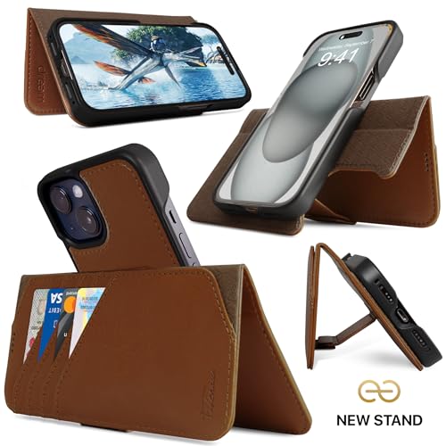 dreem Wallet Case for iPhone 15 Plus, Revolutionary Vert/Hor Phone Stand - Image 3