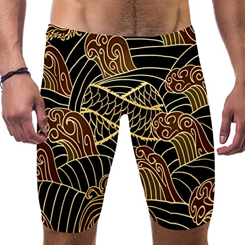 Bañador de pierna cuadrada para hombre traje de baño atlético HUI JIN SHOP dragón