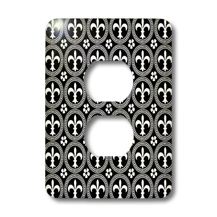 Cubierta para interruptor flor de lis en blanco y negro 3dRose lsp_195069_6 de un elemento