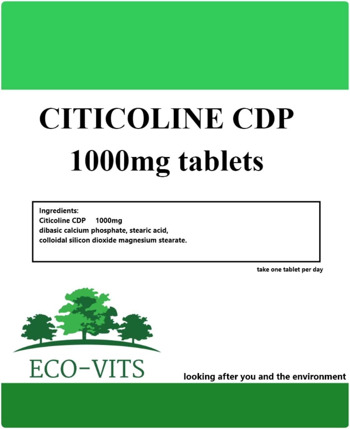 CITICOLINE CDP 1000mg (30 Tablets) Brain Health Cognitive Skill Memory Mind